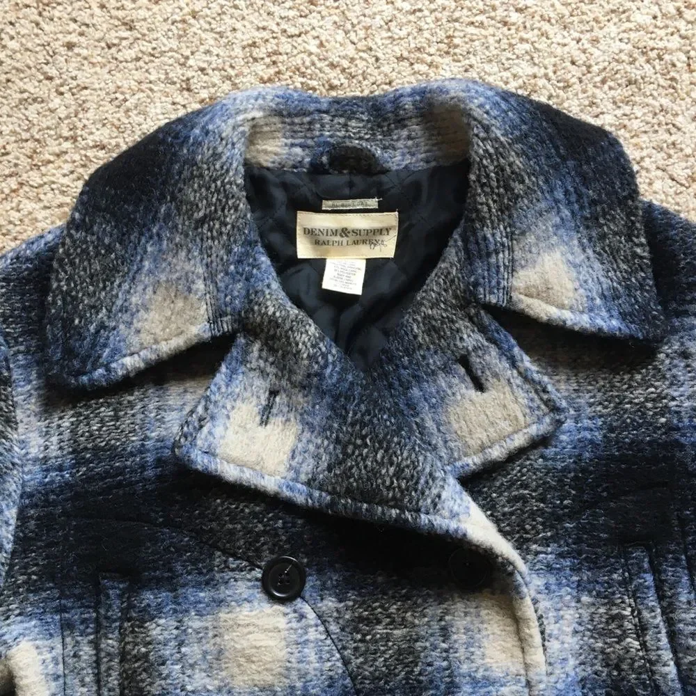 Ralph Lauren Denim Supply Shadow Plaid Wool Coat